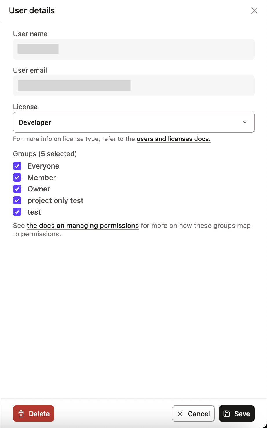 Example of the user information window in the user directory
